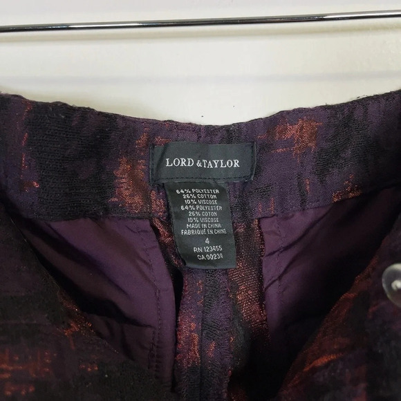 Lord & Taylor Purple Patter Twill Ankle Trouser - Picture 7 of 7